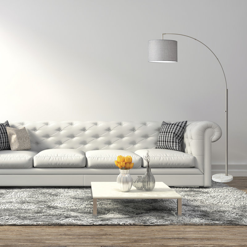 Lampe sur pied arquée 73,5 po Felice, Marbre blanc, Gris