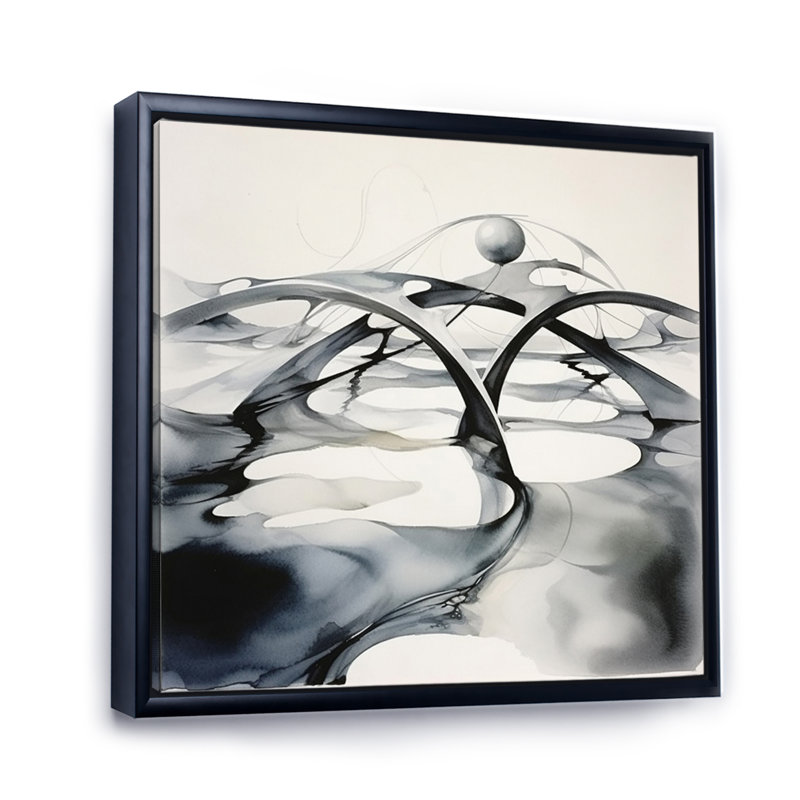 " Abstract Neutral XI ", 32" H x 24" W x 1" D, Black Floater Framed