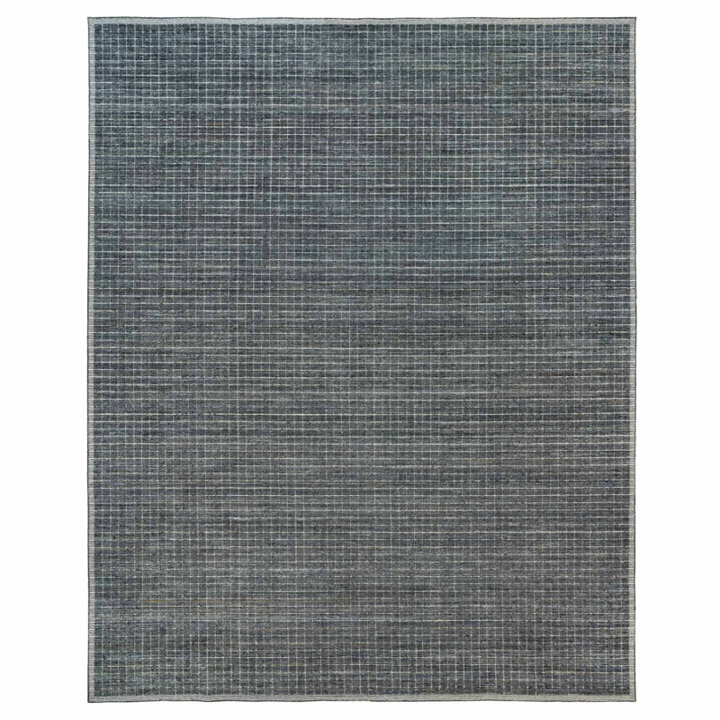 12'x14'9" Gray Loomed Knotted Modern Box Design and Plain Decor Wool Oversized Rug 02FBC0DA9C5F4726AD2232F6BEF5334B