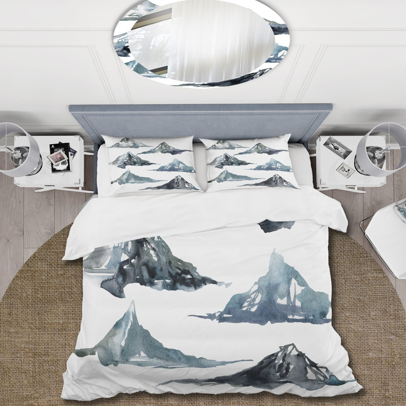 Ensemble de housse de couette en microfibre blanc / gris, Housse de couette simple + 1 taie décorative stan