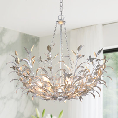 6-Light Dimmable 28.1’’ W  Silver Dining Room Chandelier