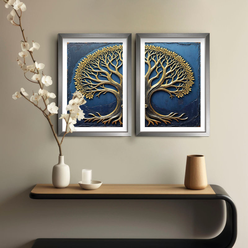Élégantes peintures décoratives en panneau de fibres à densité moyenne (2 pièces), 15,0 x 20,9 pouces | 100% panneau de fibres à densité moyenne (épaisseur: 0,1 pouce) avec 100% cadres en bois (épaisseur: 0,8 pouce) | Parfait pour le salon, la chambre à coucher et le bureau, élégant et accrocheur