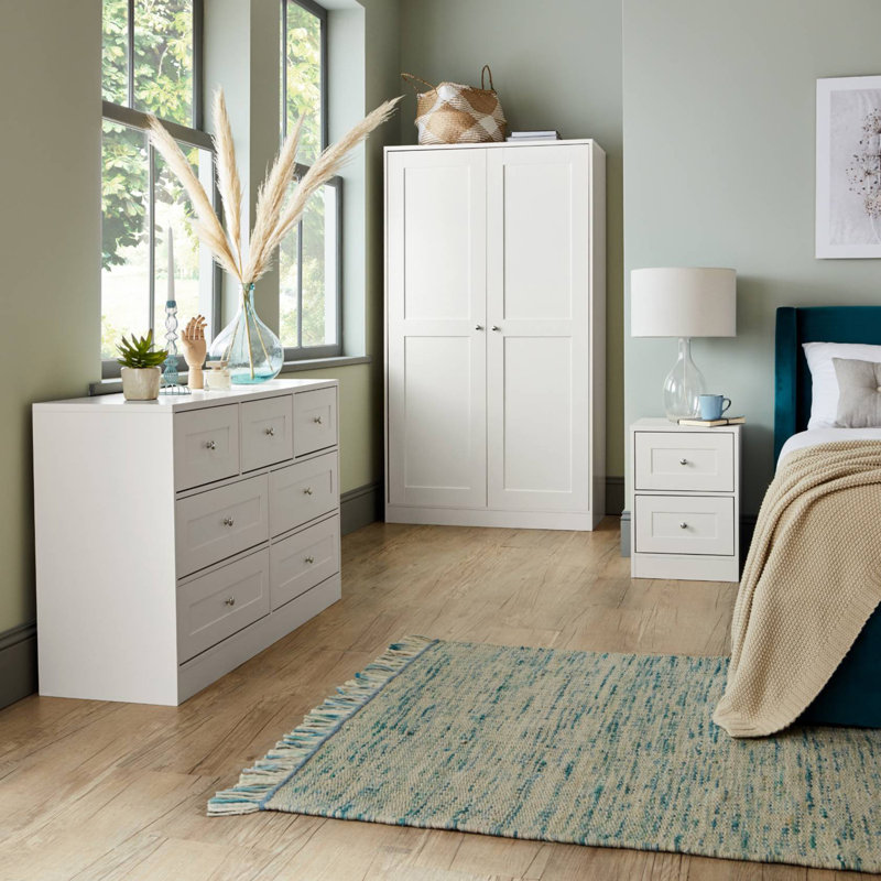 Merrigan 2 Door Manufactured Wood Wardrobe, White