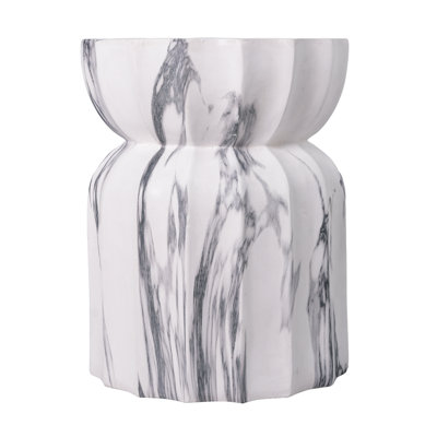 Eos 18.9"H Modern Outdoor MGO Side Table with Sculptural Fluted Design