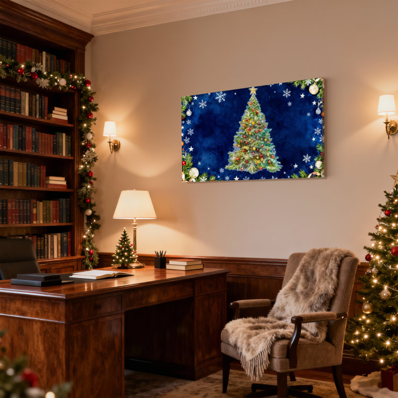 Décoration de Noël flocons de neige en forme de sapin de Noël, ensemble de 3 impressions sur toile, H 20 po x l 30 po