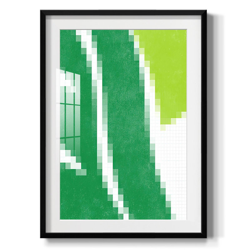 Pixel Leaves I - impression encadrée, H 28,5 po x l 20,5 po, Noir
