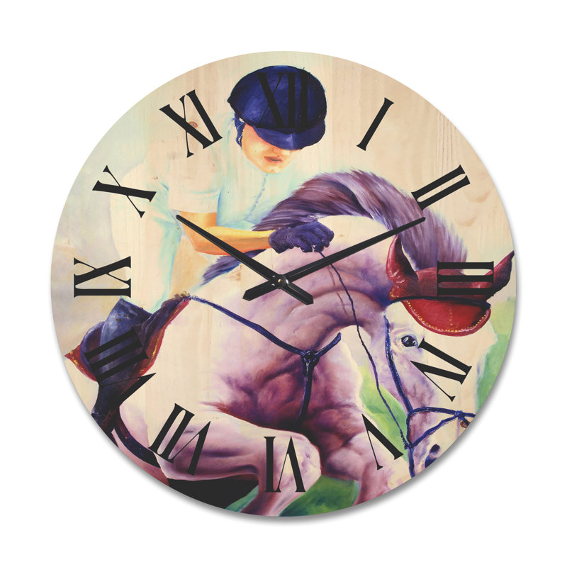 Horloge murale Jockey sur cheval au galop, Grand