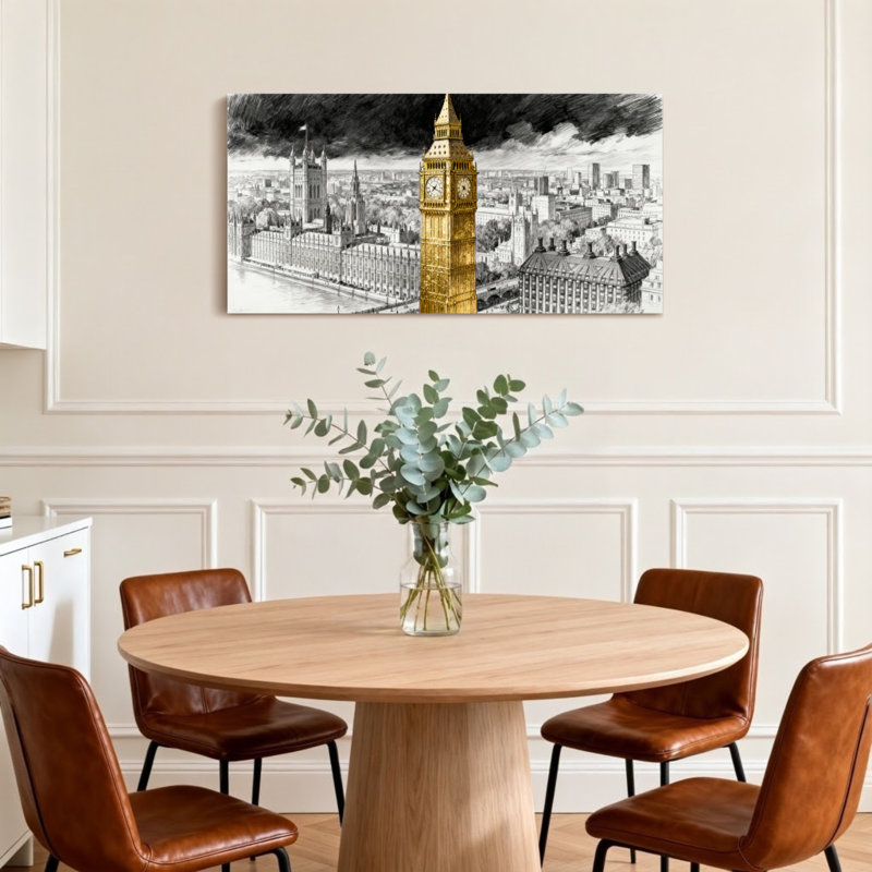 Paysages pittoresques et urbains de Londres avec Golden Big Ben, H 20 po x l 40 po