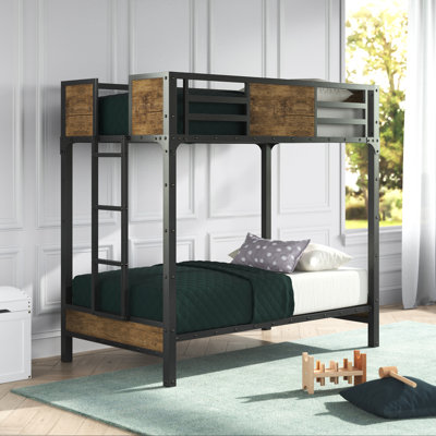 Jazmone Metal and Wood Bunk Bed with Attached Ladder