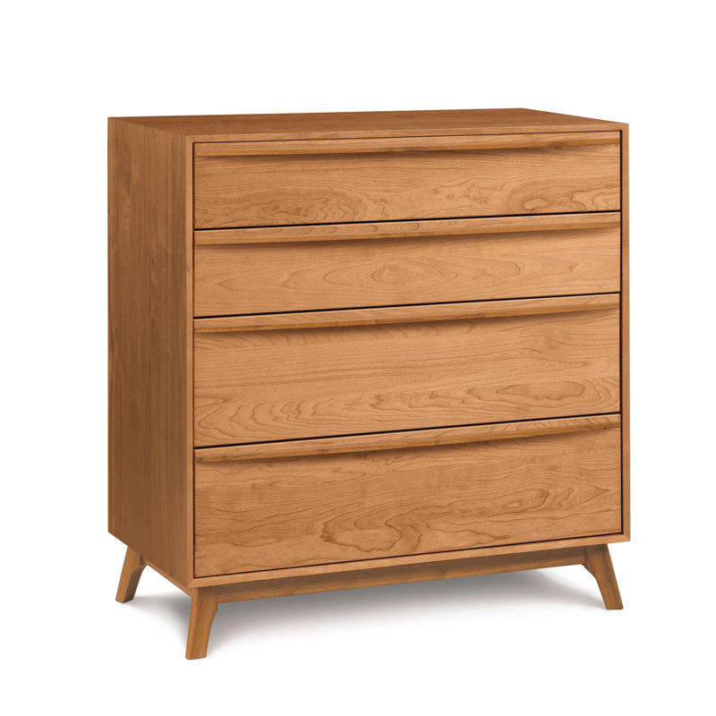 Catalina 4 - Drawer Solid Wood Dresser, Natural Cherry