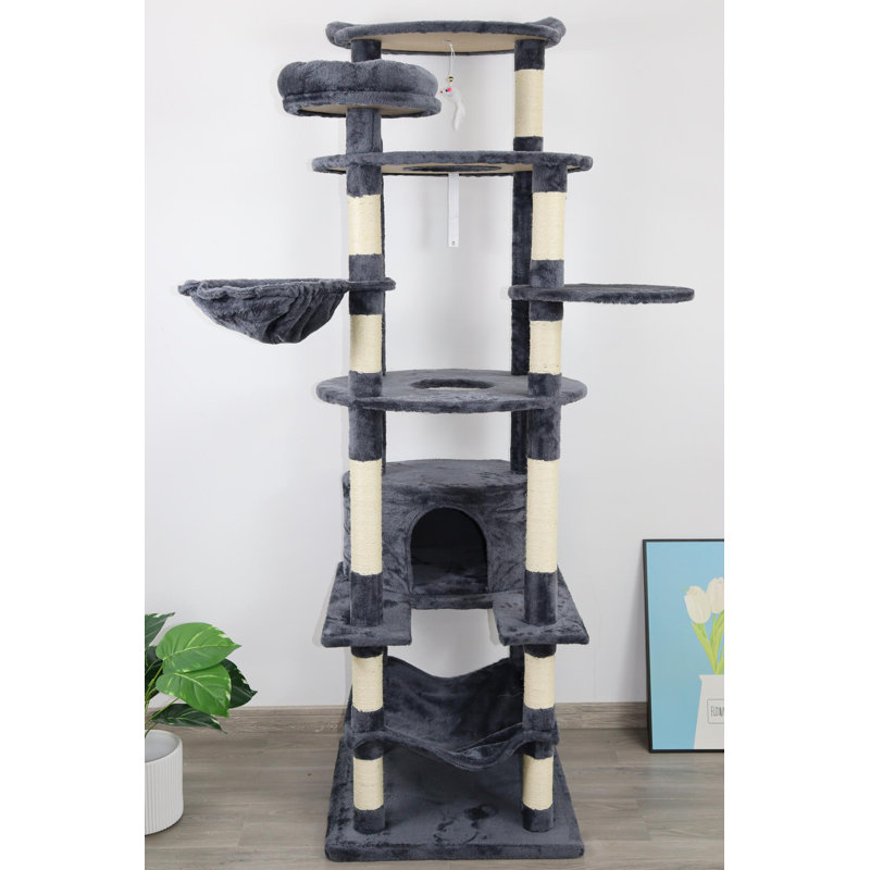 Arbre à chat avec poteaux à griffer, Gris foncé