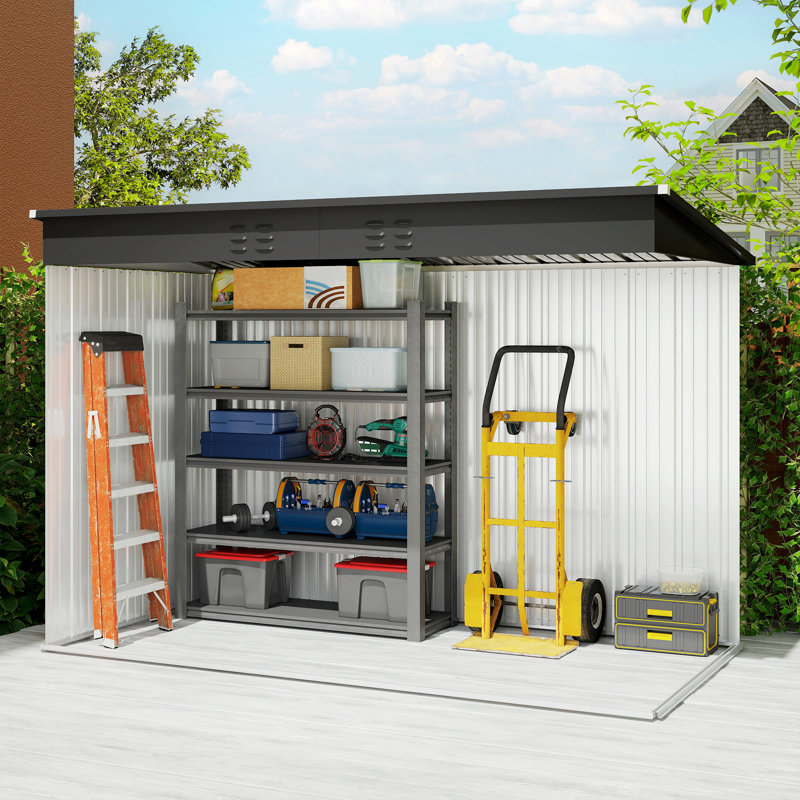 Remise de rangement en acier galvanisé 9 pi x 4 pi avec portes verrouillables, évents