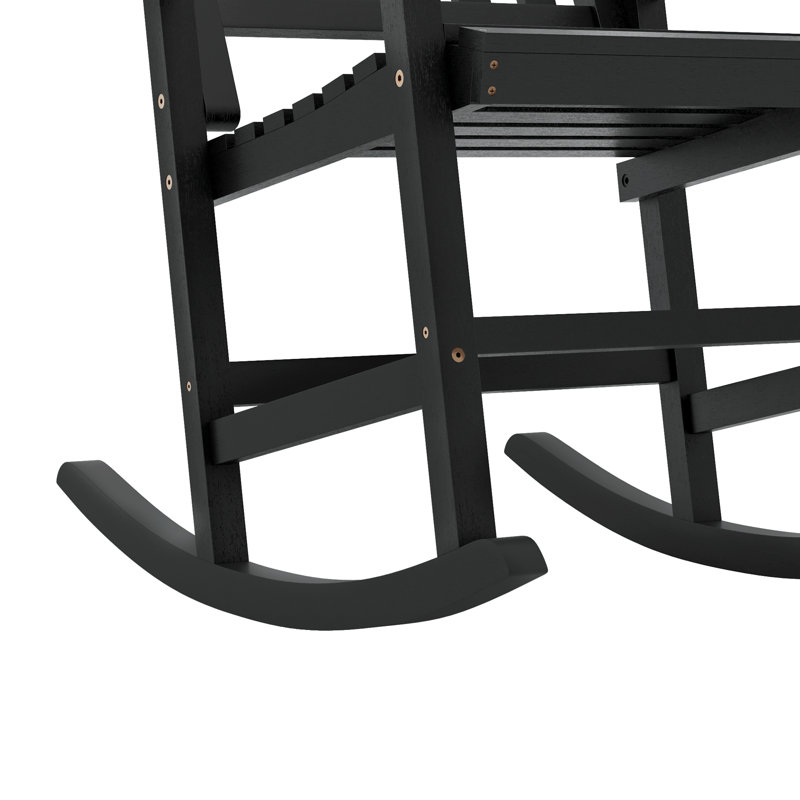 Chaise berçante d'extérieur classique en bois massif résistante aux intempéries (ensemble de 2), Noir