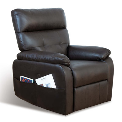 Fauteuil inclinable électrique pivotant électrique - Surdimensionné fauteuil de massage en cuir PU avec charge USB / Type-C, rotation à 360 ° et fonction berçante, canapé inclinable dans le salon, brun foncé