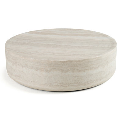 Hamidullah - Modern Faux Travertine Round Coffee Table