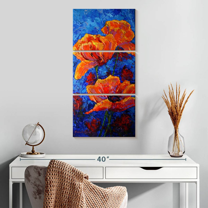 Poppies I, 32" H x 15" W