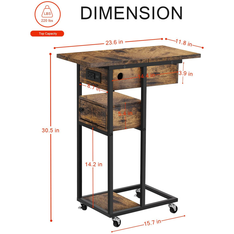 Table de chevet 1 tiroir en brun