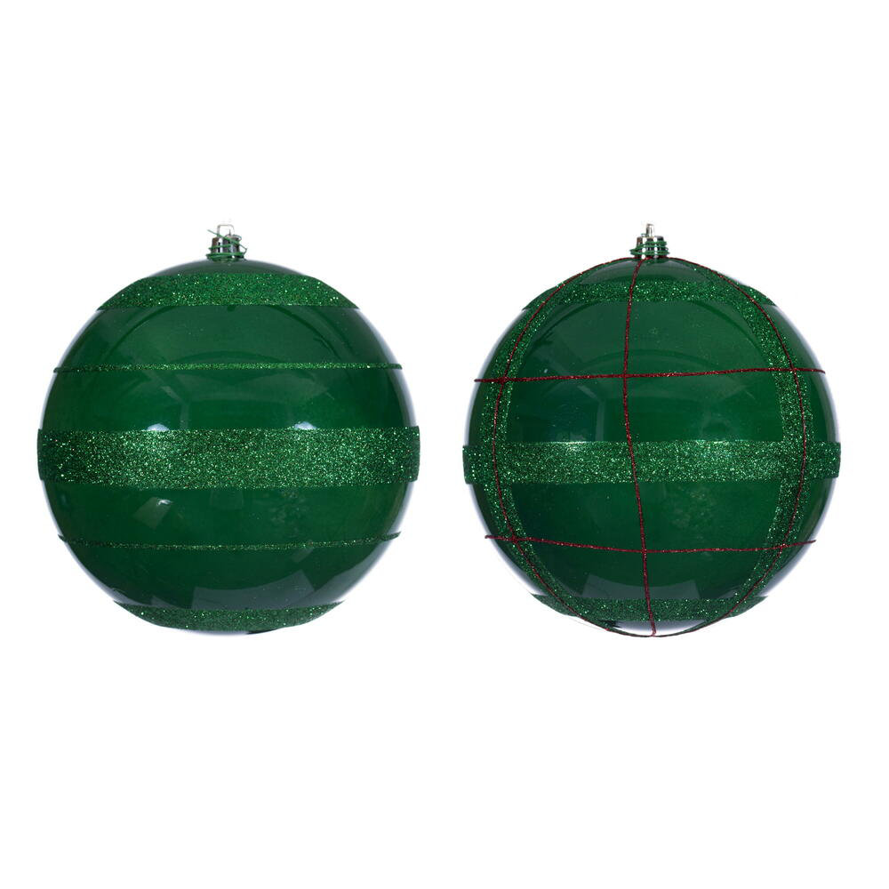 Glitter Ornament Assortment. 2 plaid, and 2 horizontal stripes. (Set of 4) The Holiday Aisle®