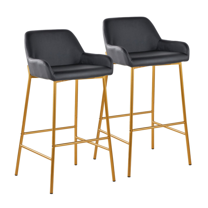 Ensemble de 2 tabourets de bar à hauteur fixe Arline, Tabouret de bar (siège d’une hauteur de 30 po), Doré