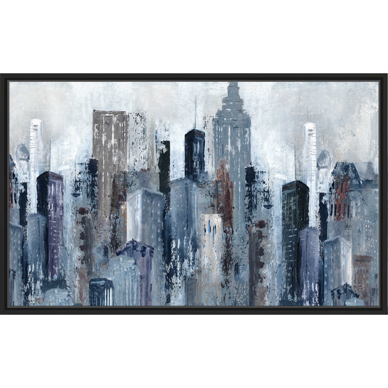 City Mood par - Peinture, Cadre flottant noir, H 21,5 po x l 33,5 po x P 2 po