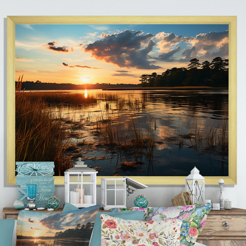 Paysage côtier du Delaware III sur toile, H 24 po x l 32 po x P 1 po, Encadrement doré