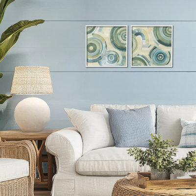 Modern Passiflora Circles 2pc Framed Giclee Set, design by Grace Popp