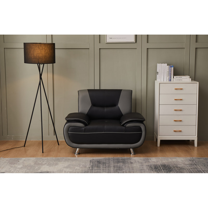 Chaise de salon Ehan, Similicuir gris / noir