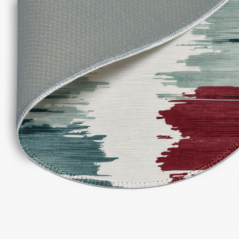 Tapis intérieur et extérieur rouge Watercolor, Rond 5 pi