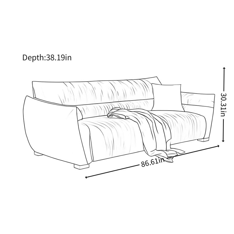 Canapé moderne et simple en tissu jaune, H 30,31 po x l 86,61 po x P 38,19 po, 3