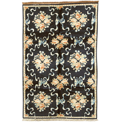 Tapis brun et multicolore de haute qualité noué à la main