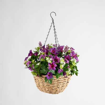 58cm Faux Petunia & Star Flower Hanging Basket