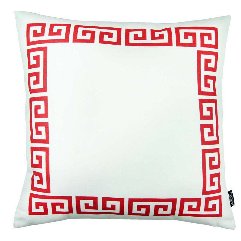 Geometric Throw Pillow, White/Red