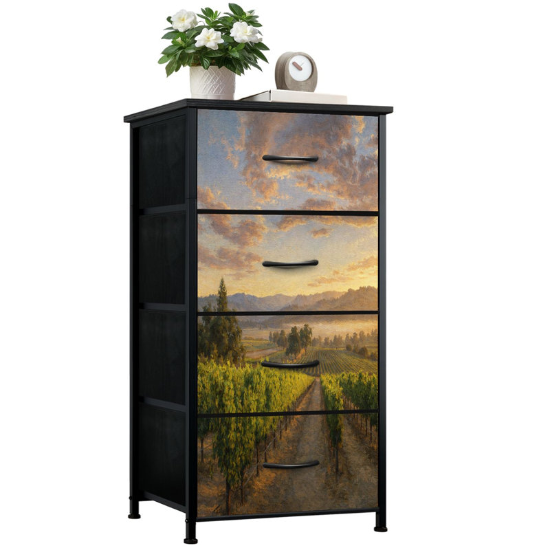 Commode pour chambre à coucher avec 4 tiroirs de rangement Sunrise Mist Scenic California