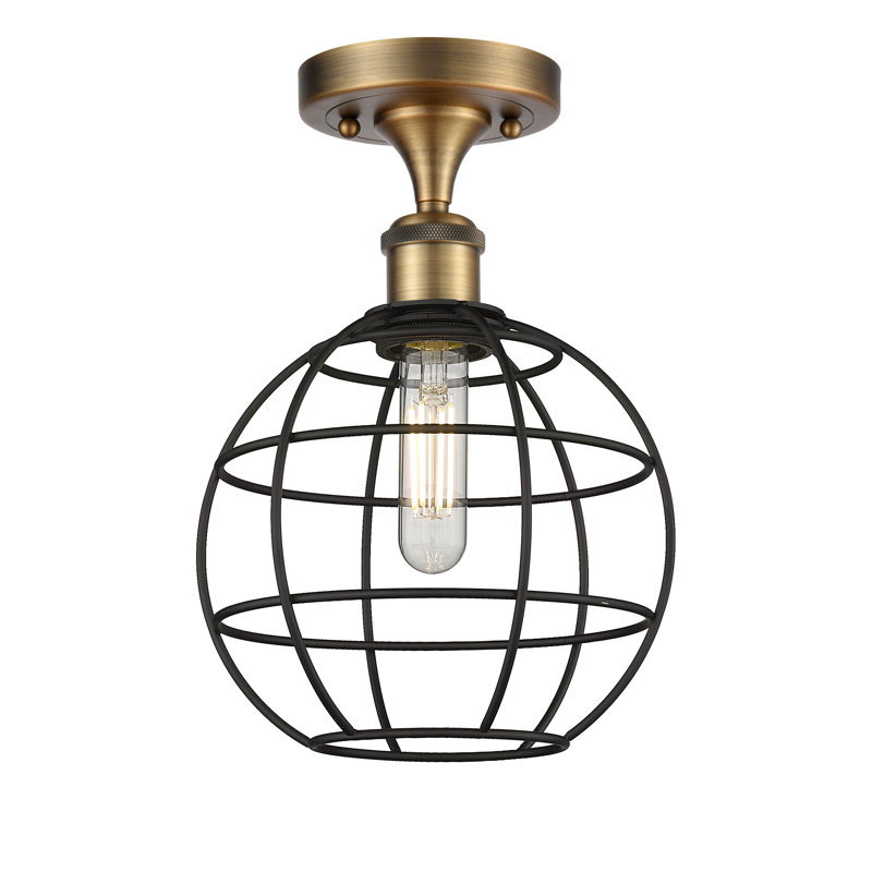 Ariyauna Semi Flush Mount, Brushed Brass/Matte Black, 12" H x 8" W x 8" D