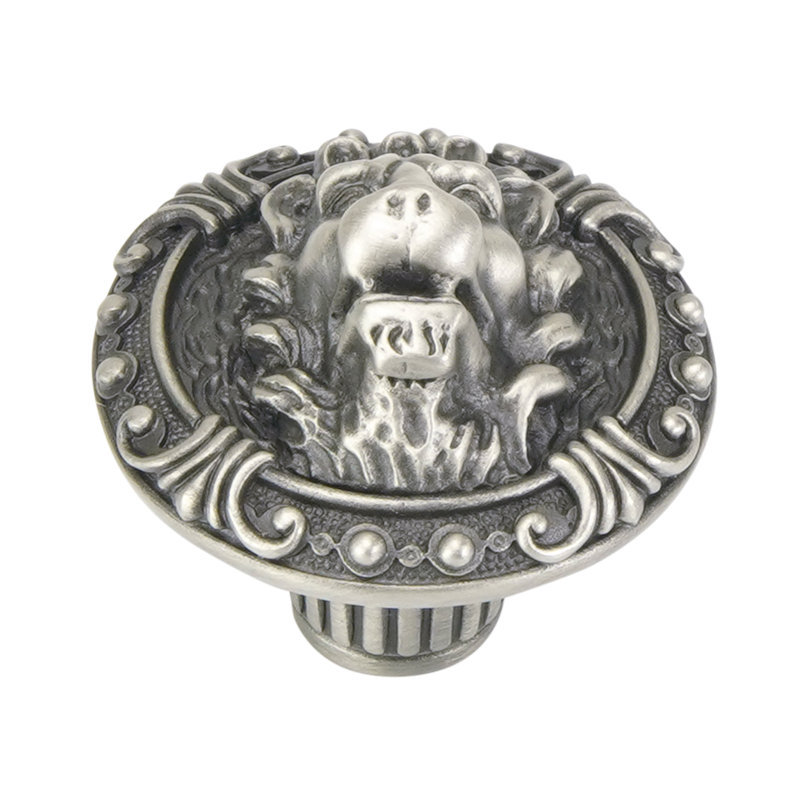 LION IN WINTER KNOB; ANTIQUE NICKEL, Antique Nickel