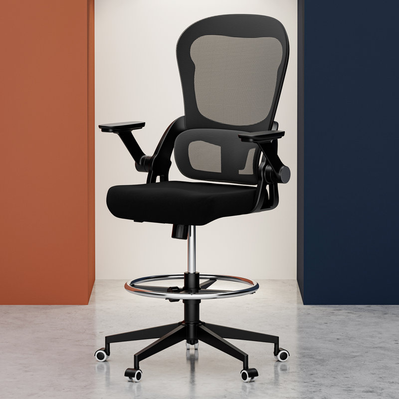 Mikaella Ergonomic Drafting Chair, Gray, Gray