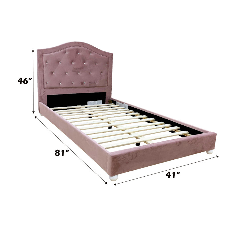 Lit simple rose - aucun sommier requis, conception pratique de 47,16 po Hauteur, tendance