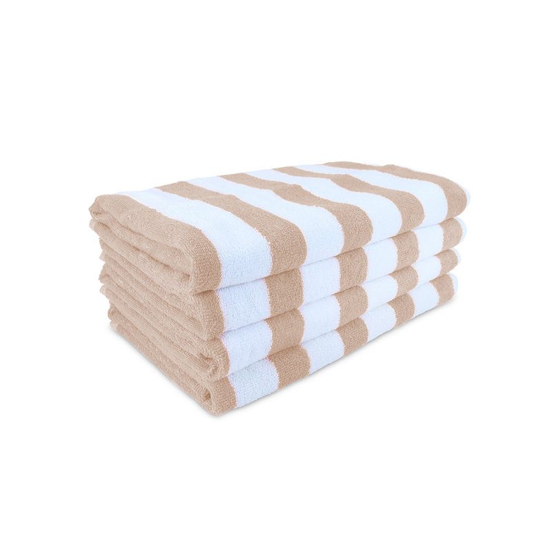Arkwright Cali Cabana 100% Cotton 30x60 Beach Towel (Pack of 4), Beige