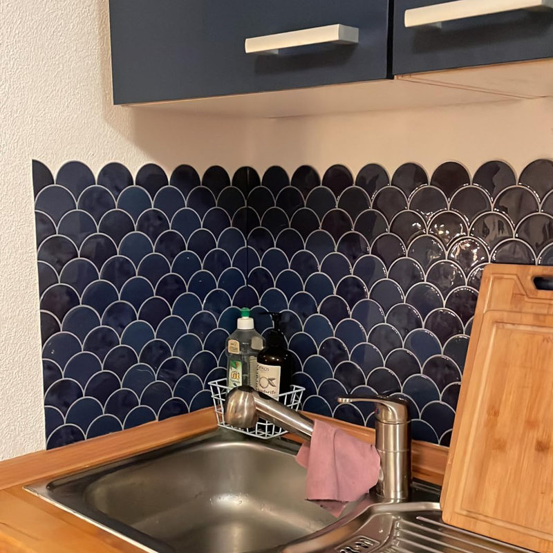 Carrelage mosaïque écailles de poisson en gel 10 "x 10" (ensemble de 10), Blue