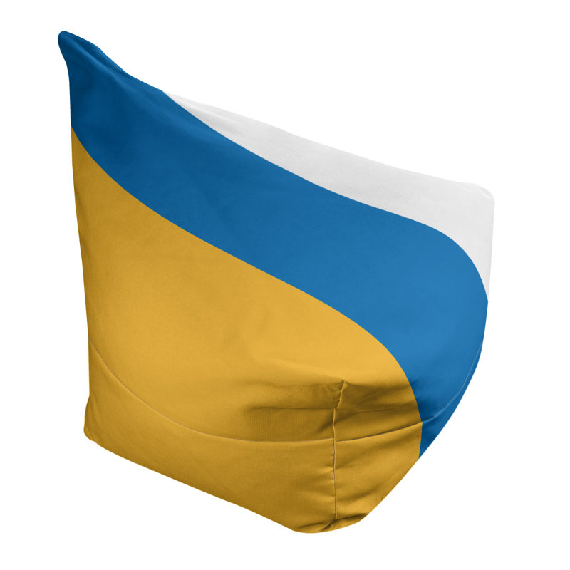 Golden State Bean Bag Chair & Lounger, California Golden Yellow/Royal Blue/White, 31" x 38" x 42"