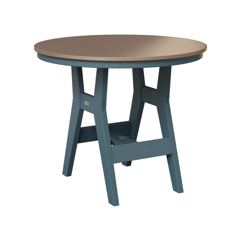 Berlin Gardens Harbor Round Bar Table, Hammered Top Bronze, Slate, 38.87" H x 38" W x 38" D