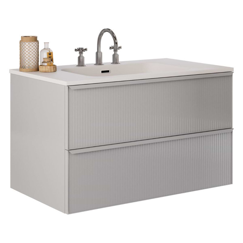 Astor 42" Single Vanity With Integrated White Solid Surfacetop, Pearl, 36"