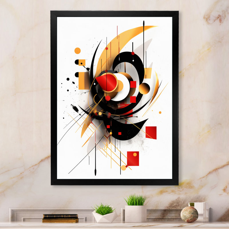 «Red and Black Dreamscape Abstract», reproduction sur toile encadrée, Cadre simple noir, H 44 po x l 34 po x P 1,5 po