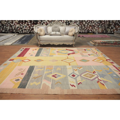 Colorful Kilim Flat Weave Area Rug 9x12