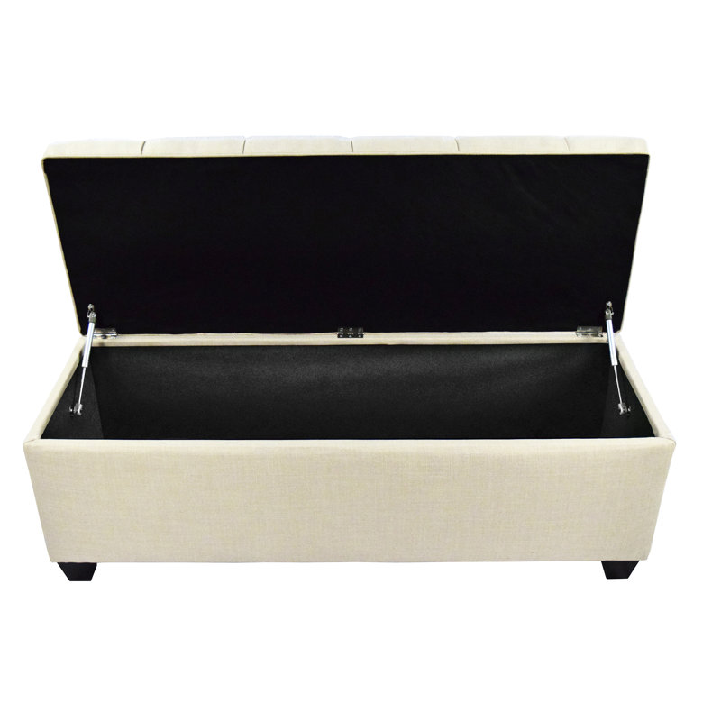 Upholstered Storage Bench, Beige