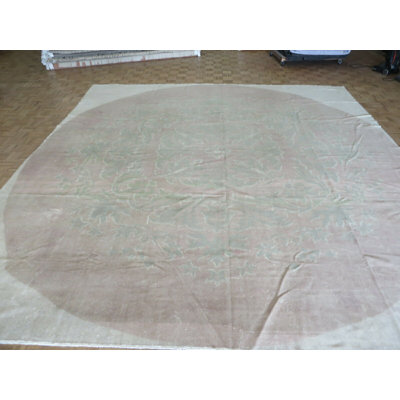 Tapis décoratif de laine carrée noué à la main taupe 13 pi de conception unique Corentin