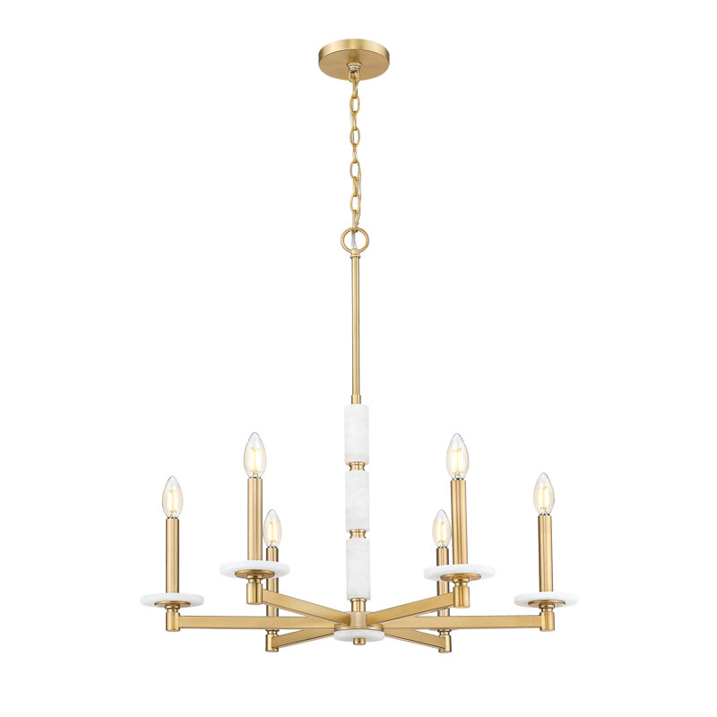 Lustre moderne Kaden, Doré, Six lumières, H 29 po x l 28 po x P 28 po