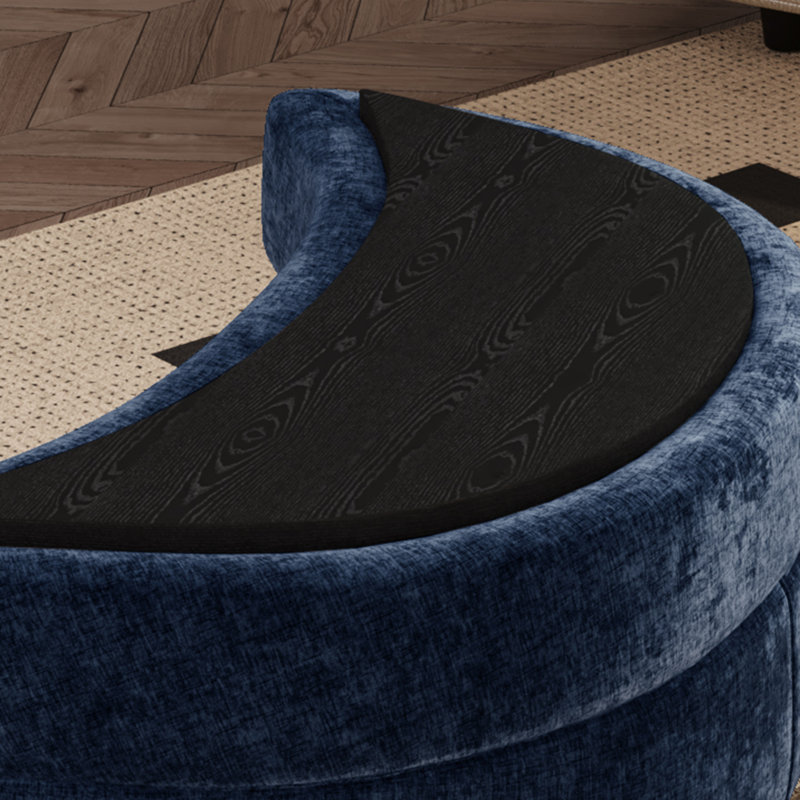 33.7" W Upholstered Storage Ottoman With Reversible Top, Navy