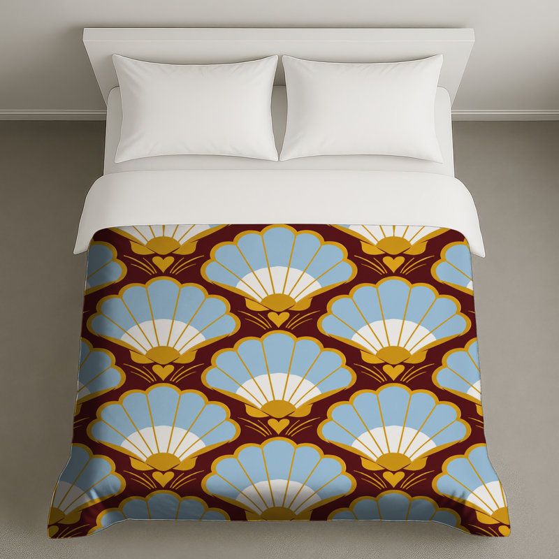 Housses de couette à motif coquille festonnée, Twin
