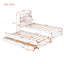 Lit plateforme simple en bois avec lit gigogne, tête de lit et tiroirs, blanc, moderne, pour enfants et adolescents